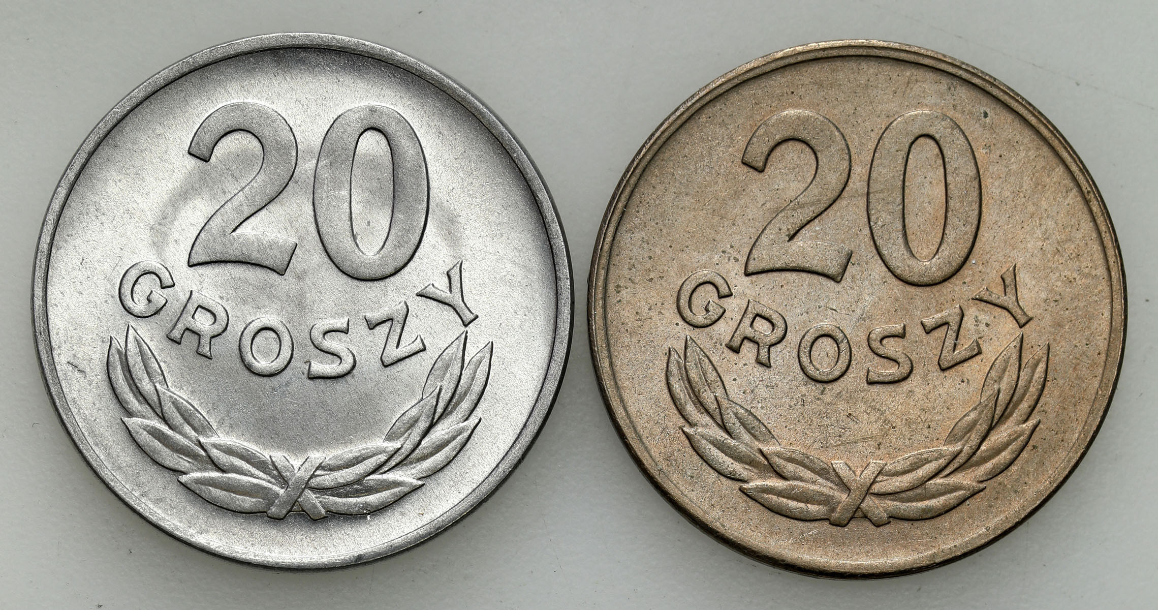 PRL. 20 groszy aluminium i miedzionikiel 1949, zestaw 2 monet